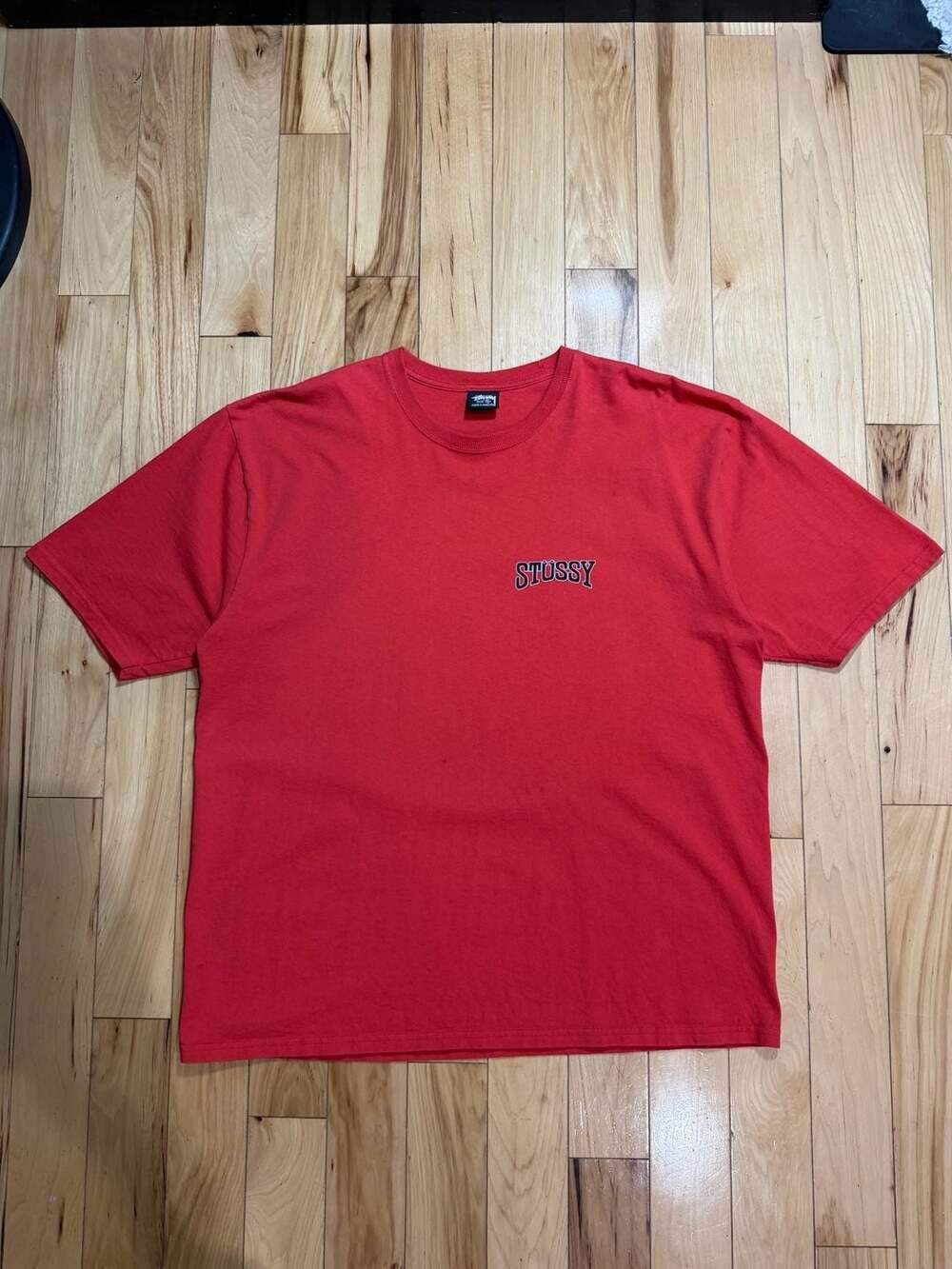 Red Stussy Tough Tread Graphic Tee